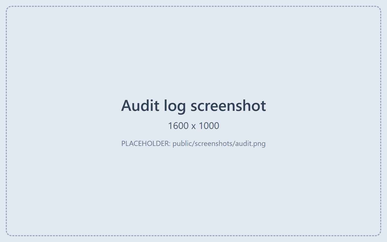 Audit log listing actions with user, role and time