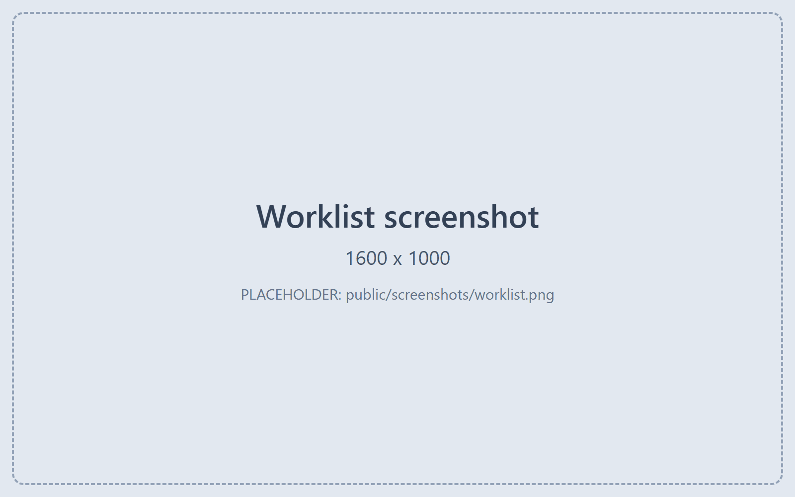 Worklist with study priorities, assigned radiologists and turnaround times
